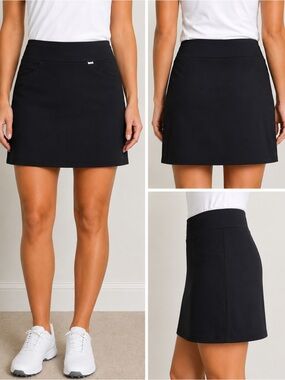 Greg Norman Collection Black Athletic A-Line Skort with Stretchy Waistband